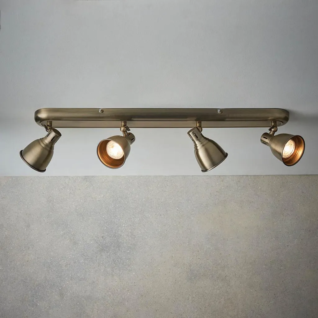 Plafonnier WESTBURY Endon en laiton vieilli 4 spots GU10 métal 65 cm