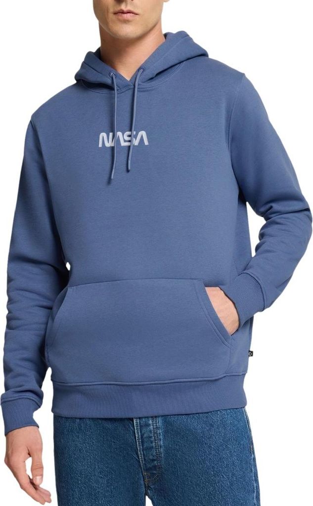 Spreadshirt Nasa Logo Weiß Stick Herren Premium Hoodie, L, Taubenblau