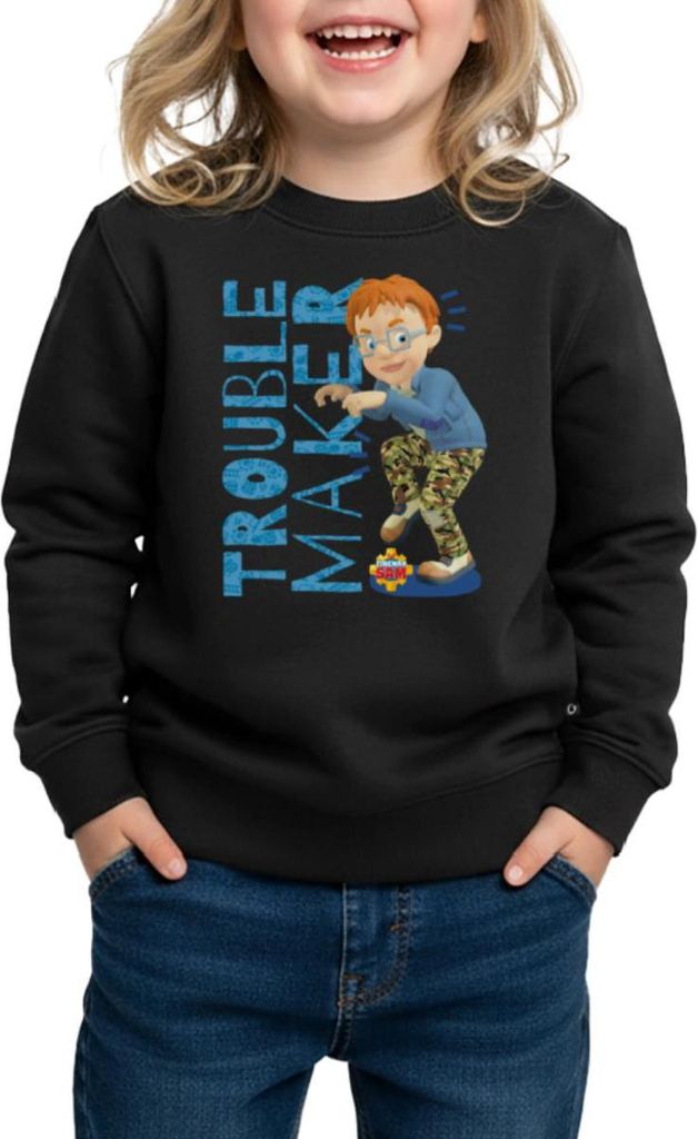 Spreadshirt Feuerwehrmann Sam Unruhestifter Norman Price Kinder/Teenager Premium Pullover, 122/128 (6 Jahre), Schwarz