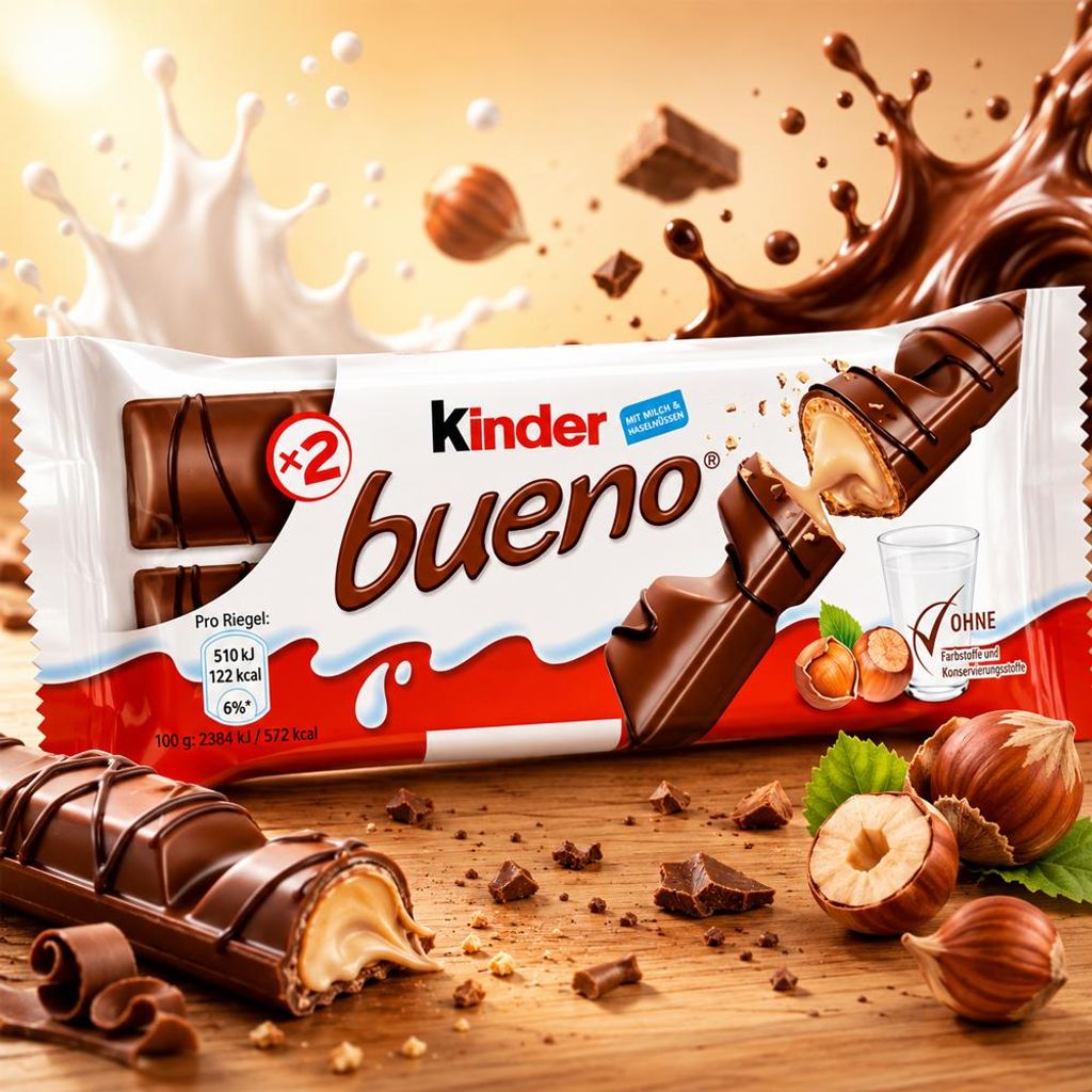 Ferrero Kinder Bueno, snack al cioccolato, 43 g, 2384 kJ, Immagine del prodotto 