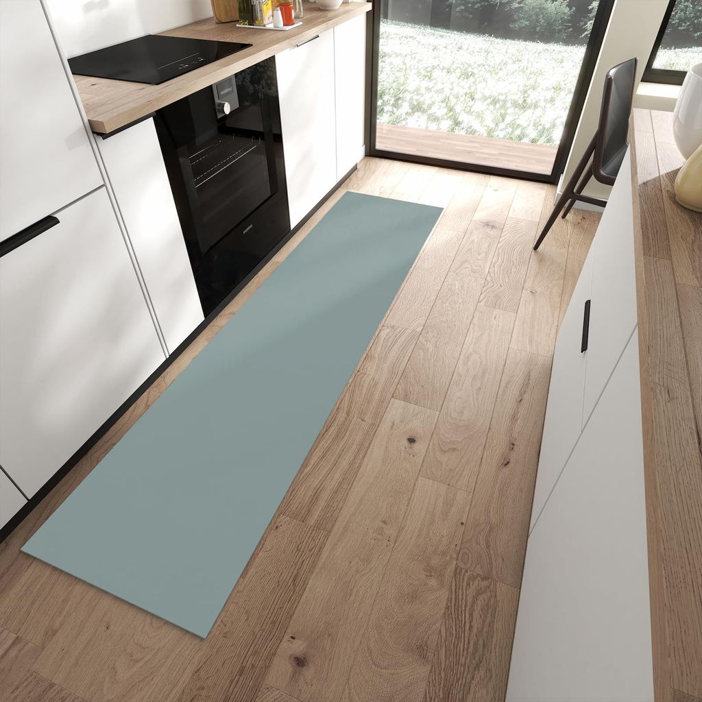 Küchenteppich 60x240cm rutschfest & abwischbar PVC Läufer - Grauer Hintergrund I