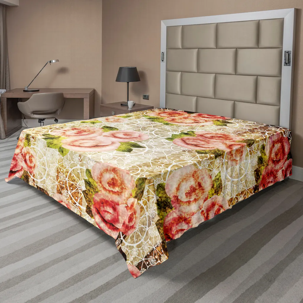 Drap de Lit Doux et Confortable Motif Floral Psychédélique 260x228 cm