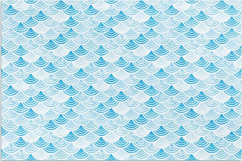 Aquarell-Wellenmuster im asiatischen Stil – Vinylteppich – 140x210 cm – Outdoor Teppich – Terrasse – Wetterfest – Modern