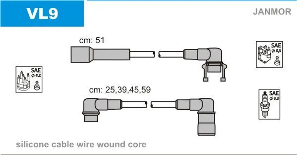 JANMOR VL9 Set cavi accensione OE 33428467 compatibile con 480 E, 460 L, 440 K