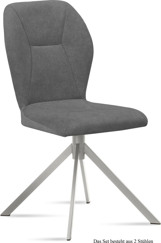 Esszimmerstuhl (2er-Set) Dorthy 51x92x60 Edelstahl/Grau