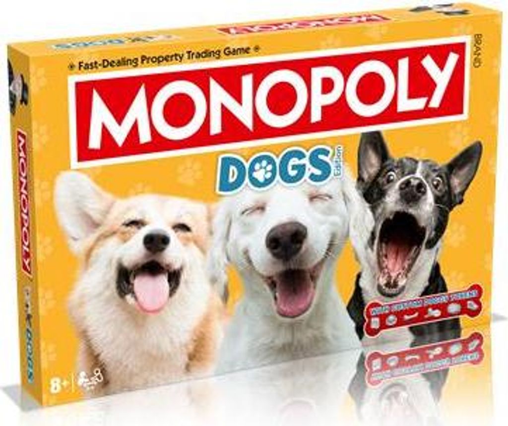 Winning Moves Monopoly Brettspiel Hunde Edition mit 22 Hunderassen und 6 Metallmarken
