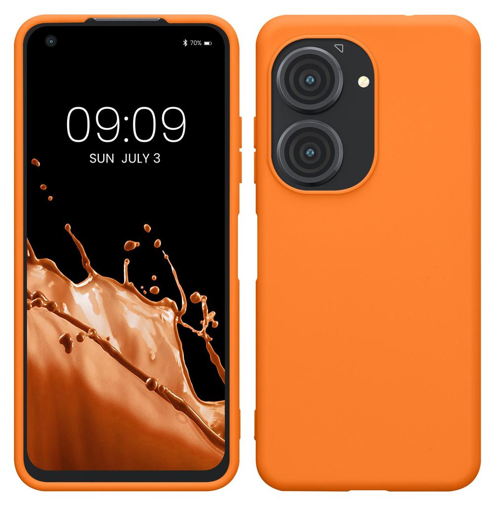 kwmobile Handyhülle für ASUS Zenfone 10 / Zenfone 9 Hülle - TPU Case - Kabelloses Laden - Schutzhülle Cover in Fruity Orange