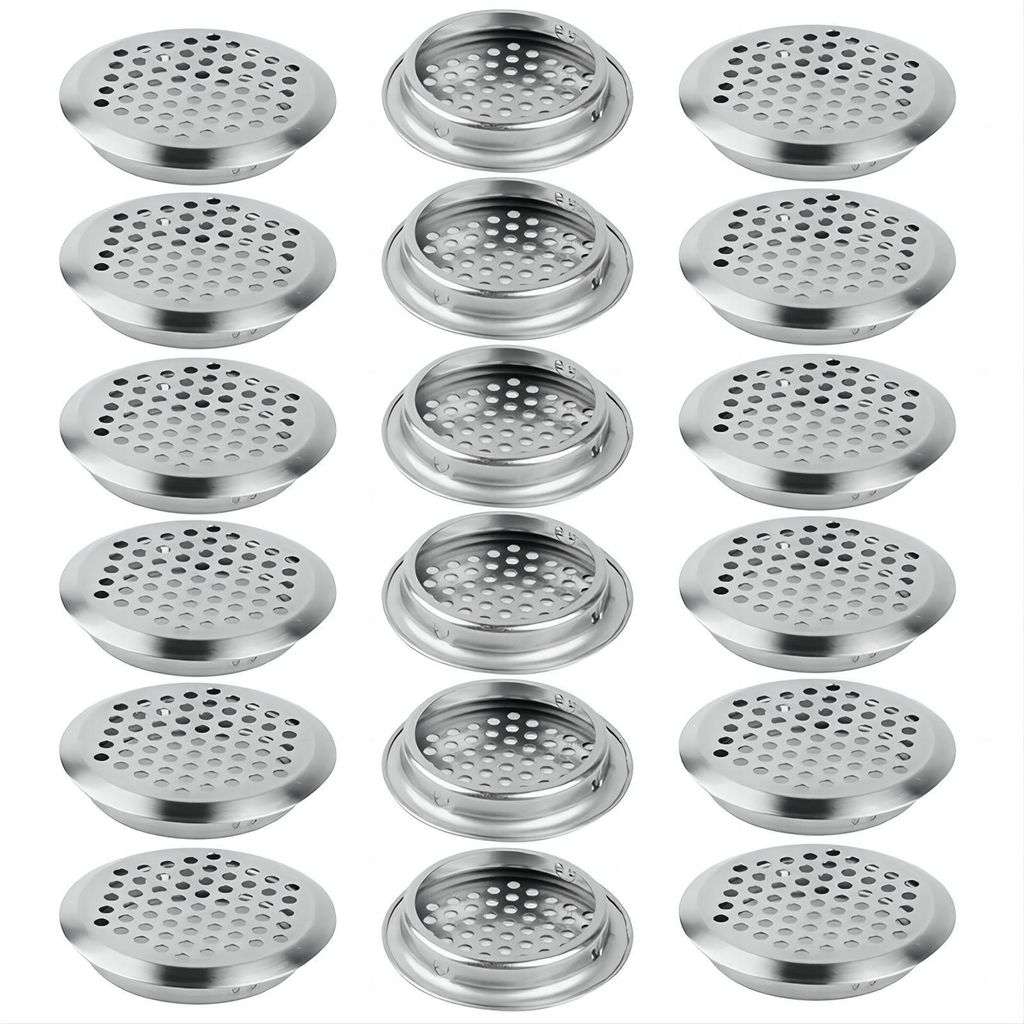 20X Lüftungsgitter Rund Belüftungsgitter Ø 53mm Edelstahl Entlüftungsgitter Abluftgitter Lüftungsschlitz, silber