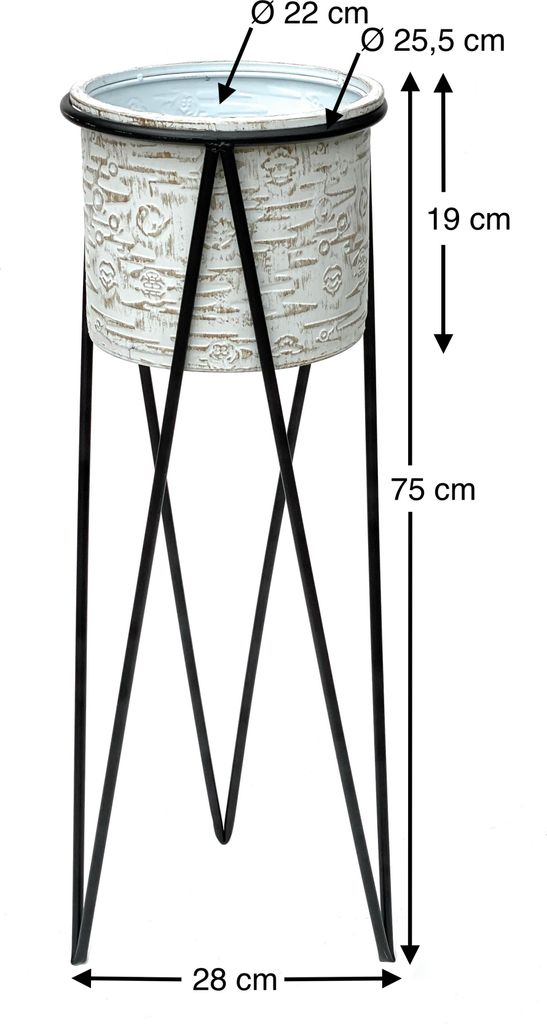 Sgabello Porta Fiori Con Pentola Metallo Oro Nero S 47 CM Supporto per