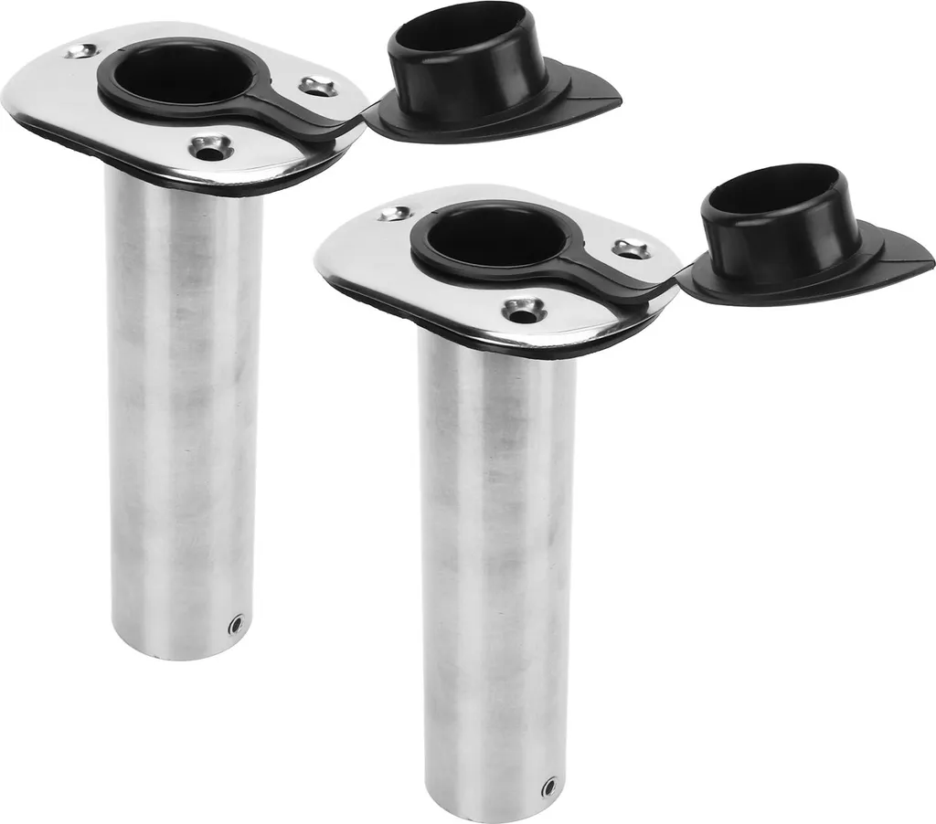 Porte-canne encastrable inox 316 bride 90° avec protection PVC pour yacht