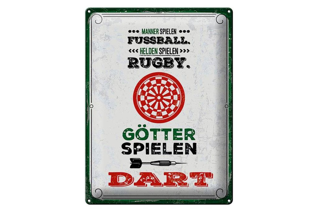 Blechschild Wandbild in : Brillante Farben, Größe 30 x 40 cm Motiv Blechschild Spruch 30x40cm Männer Fußball Helden Rugby Götter Dart Deko
