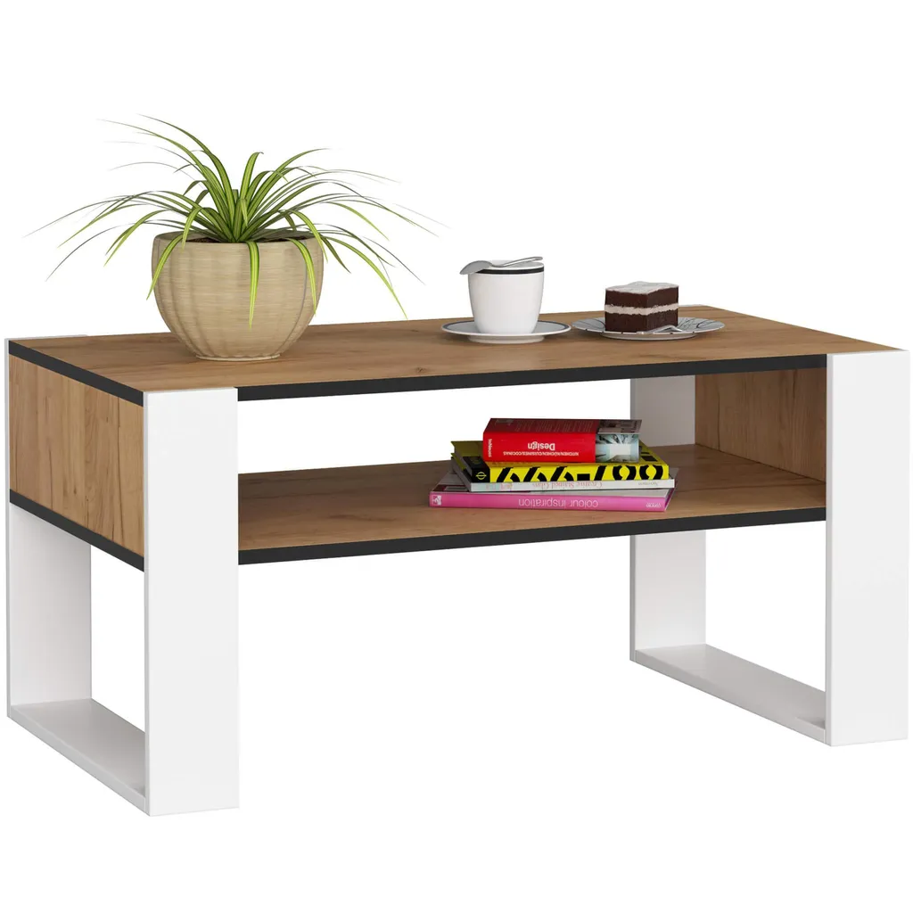 Akord Tavolino Da Salotto Domi Rovere Craft/Bianco 92X53X45 Cm