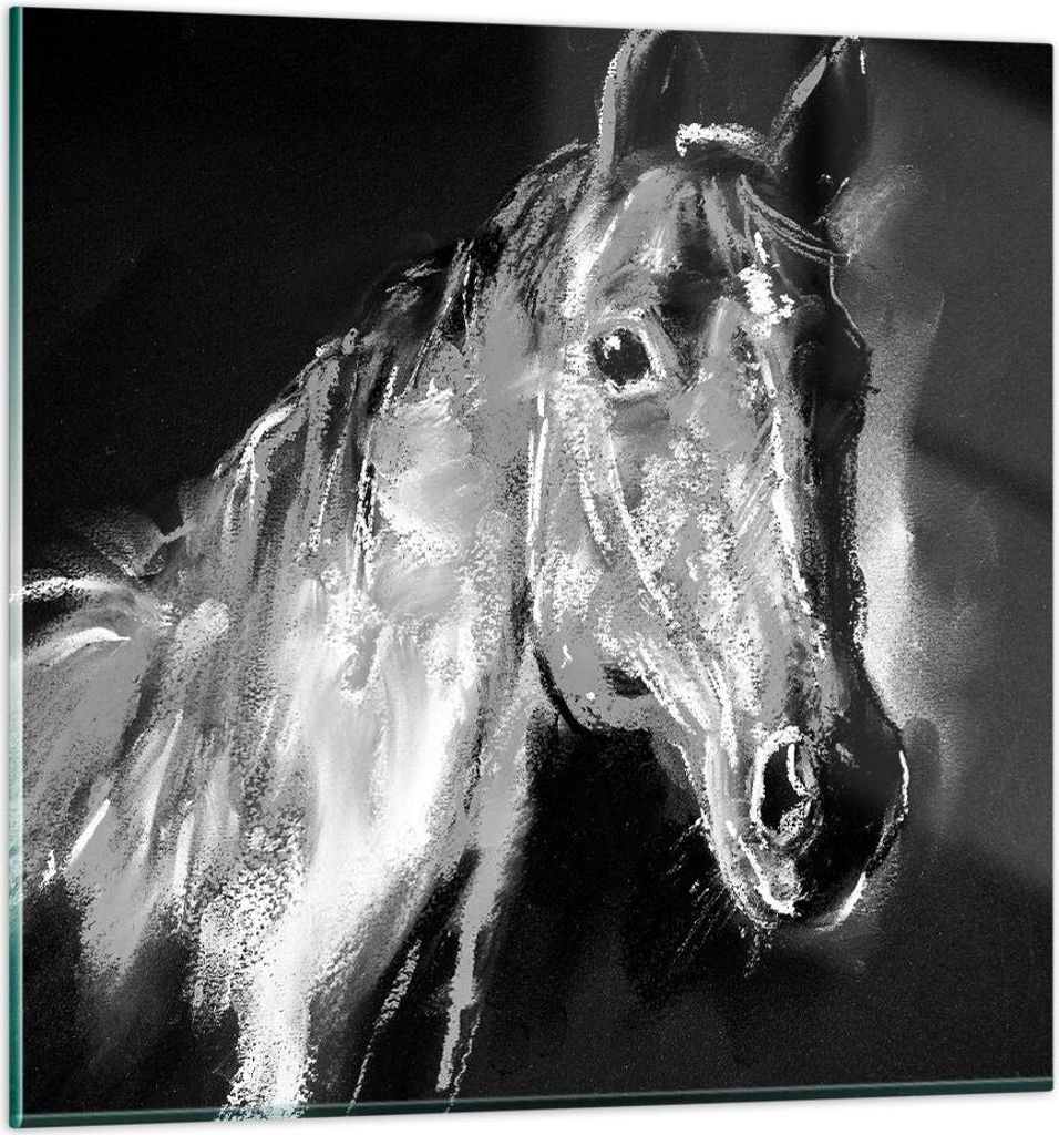 Bilder auf glas - Pferd Natur Tier - 30x30cm - Glasbilder - Wandbilder - Kunstdruck - zum Aufhängen bereit - Wanddekoration aus Glas - Glas Bilder...