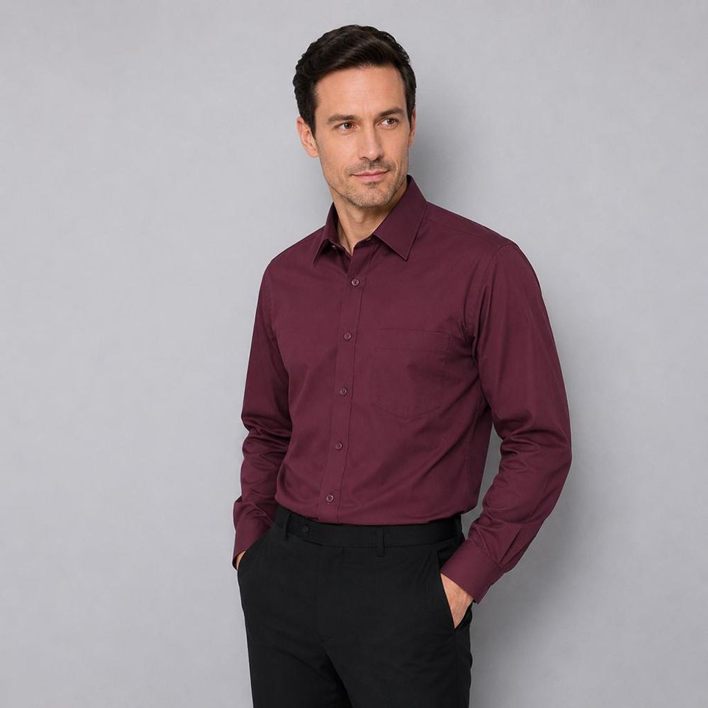 Herren Hemd langarm, bordeaux, Größe 37/38  : 38 : bordeaux Produktbild 
