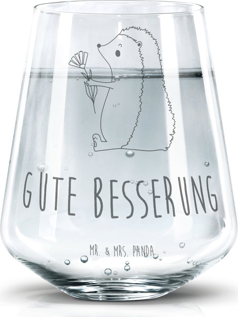 Mr. & Mrs. Panda Glas Igel Blumen - Transparent - Geschenk, Produktbild 