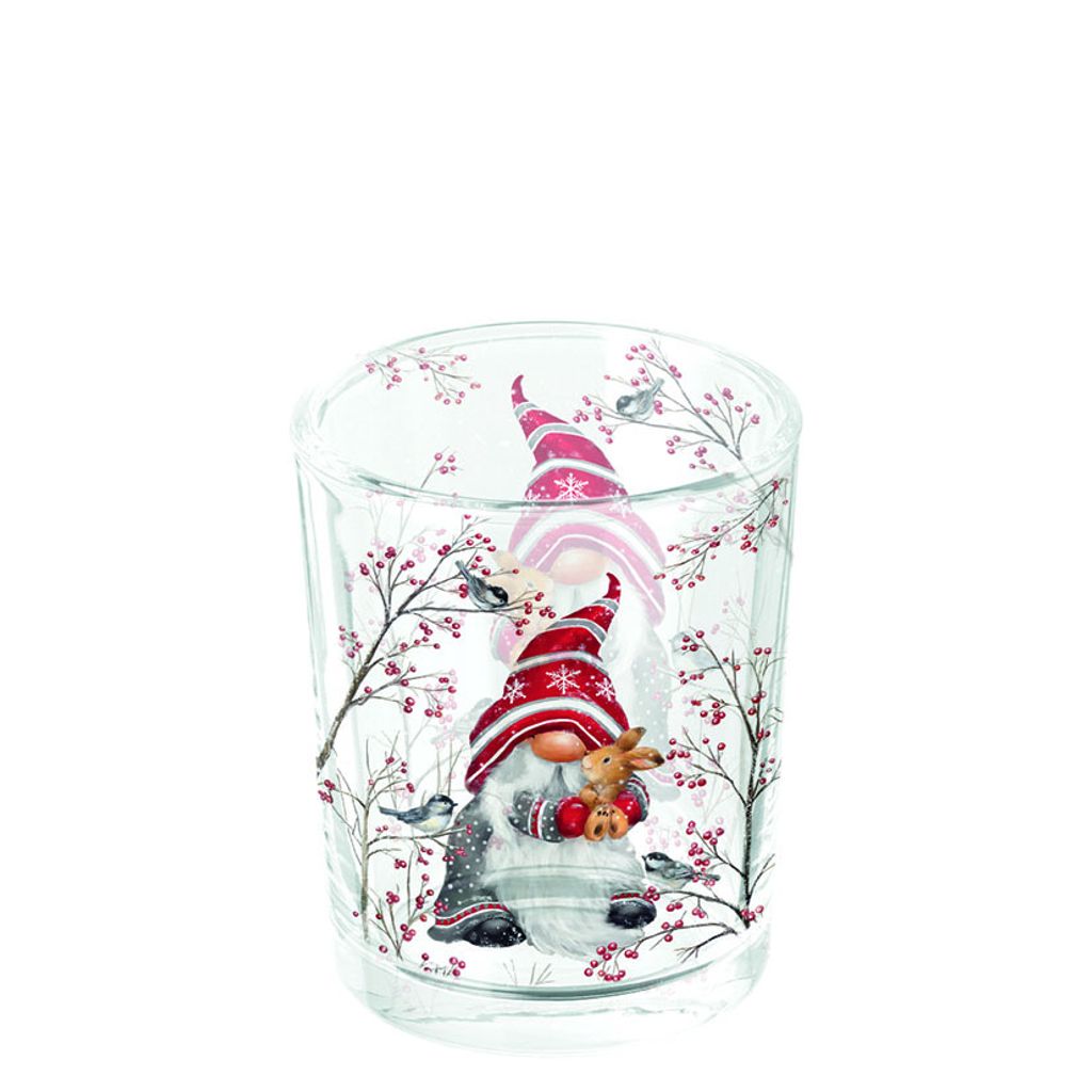 Teelichtglas Dwarf Hug - Niedlicher Zwerg mit Hase Ø4,5cm, Produktbild 