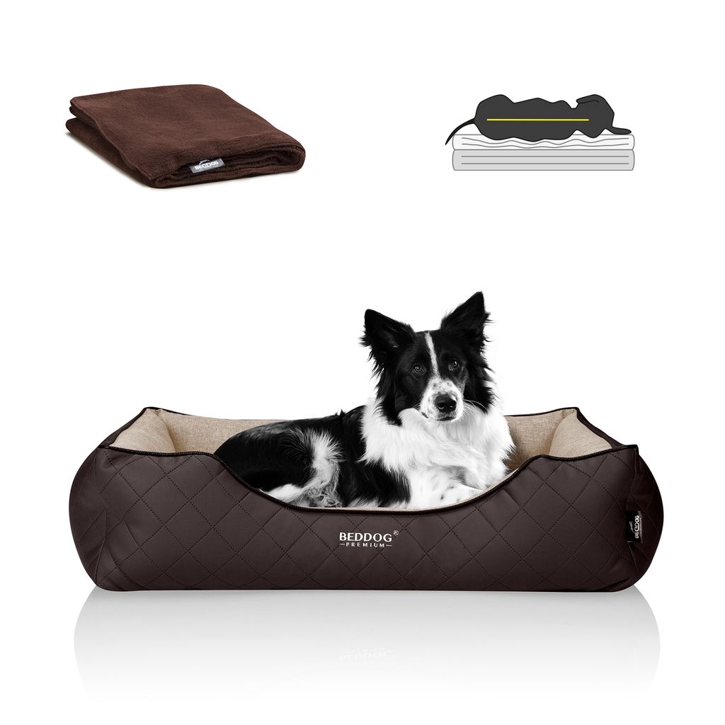 BedDog Premium Hundebett WUFFI,(XL) ca. 90x80x25cm,MELANGE (beige/braun)