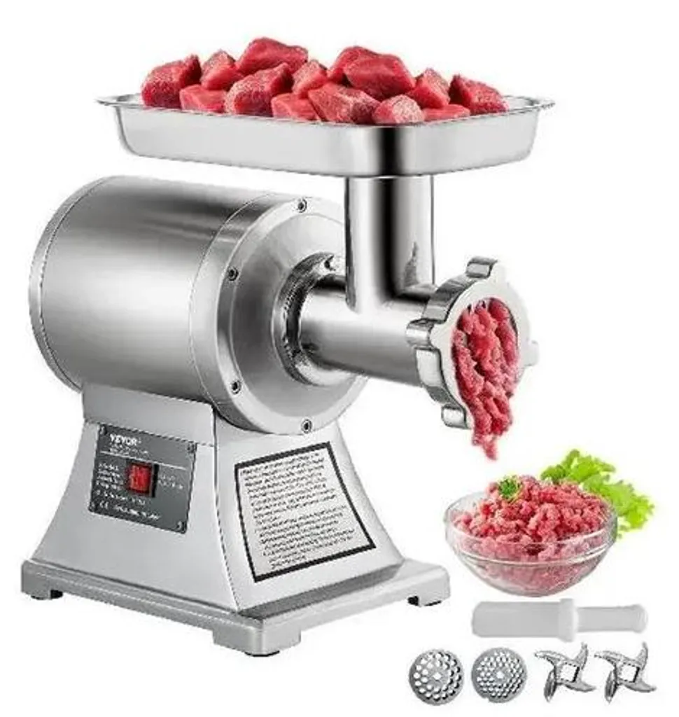 Hachoir électrique viande 1100W argent avec 2 disques de hachage inox