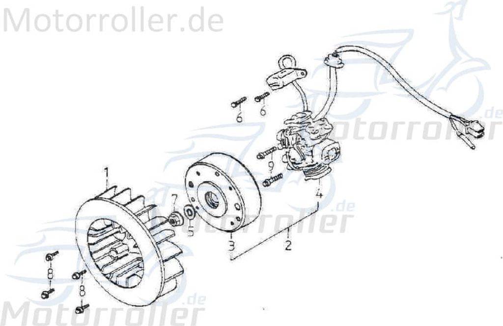 Adly Lichtmaschine GK 125 Stator Ankerplatte 125ccm 4Takt Motorroller.de Anker-Platte Stromerzeuger Strom-Generator Licht-Maschine Zündplatte Buggy