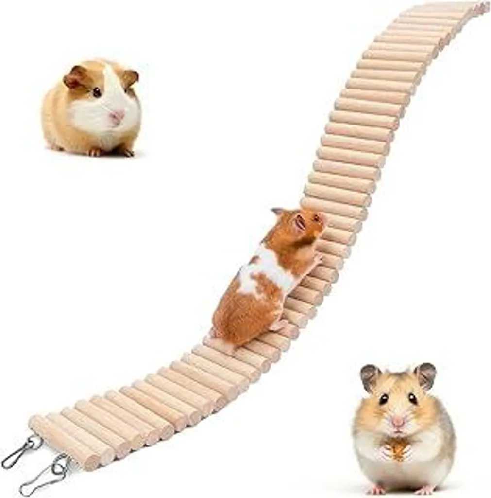 Ponte in Legno Naturale per Piccoli Animali - Giochi e Benessere