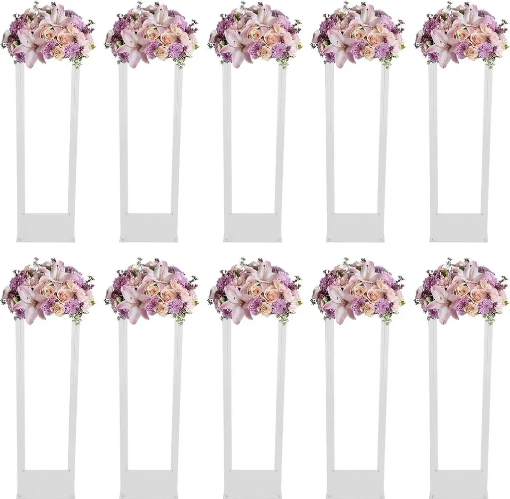 Support pour fleurs en acrylique blanc démontable - Colonne décorative