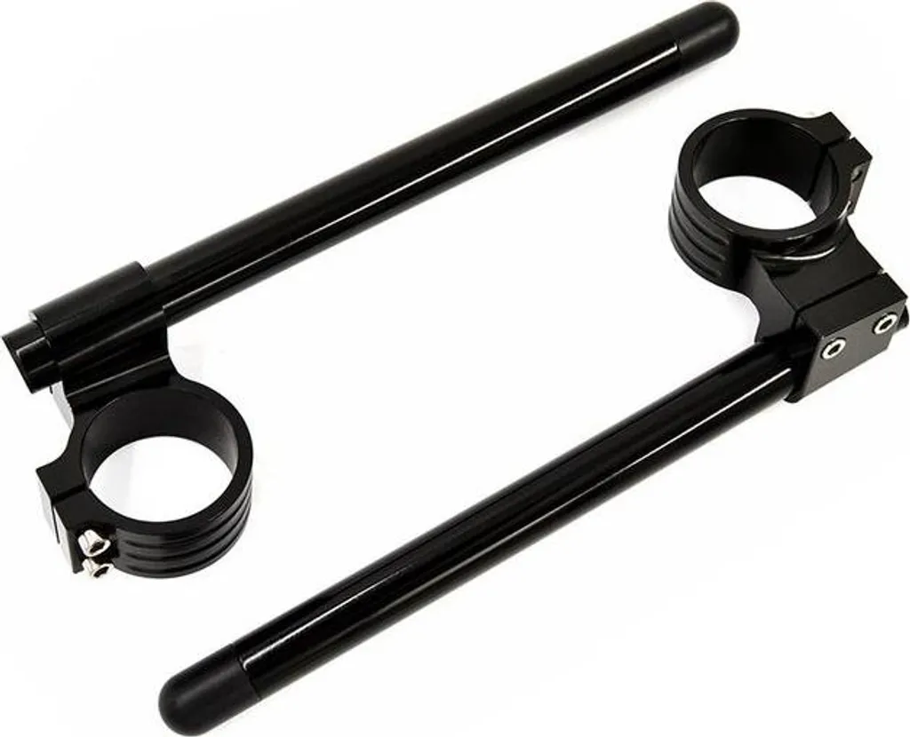 Solution mal de poignets : Clip On 45mm avec rehausse 30mm alu moto