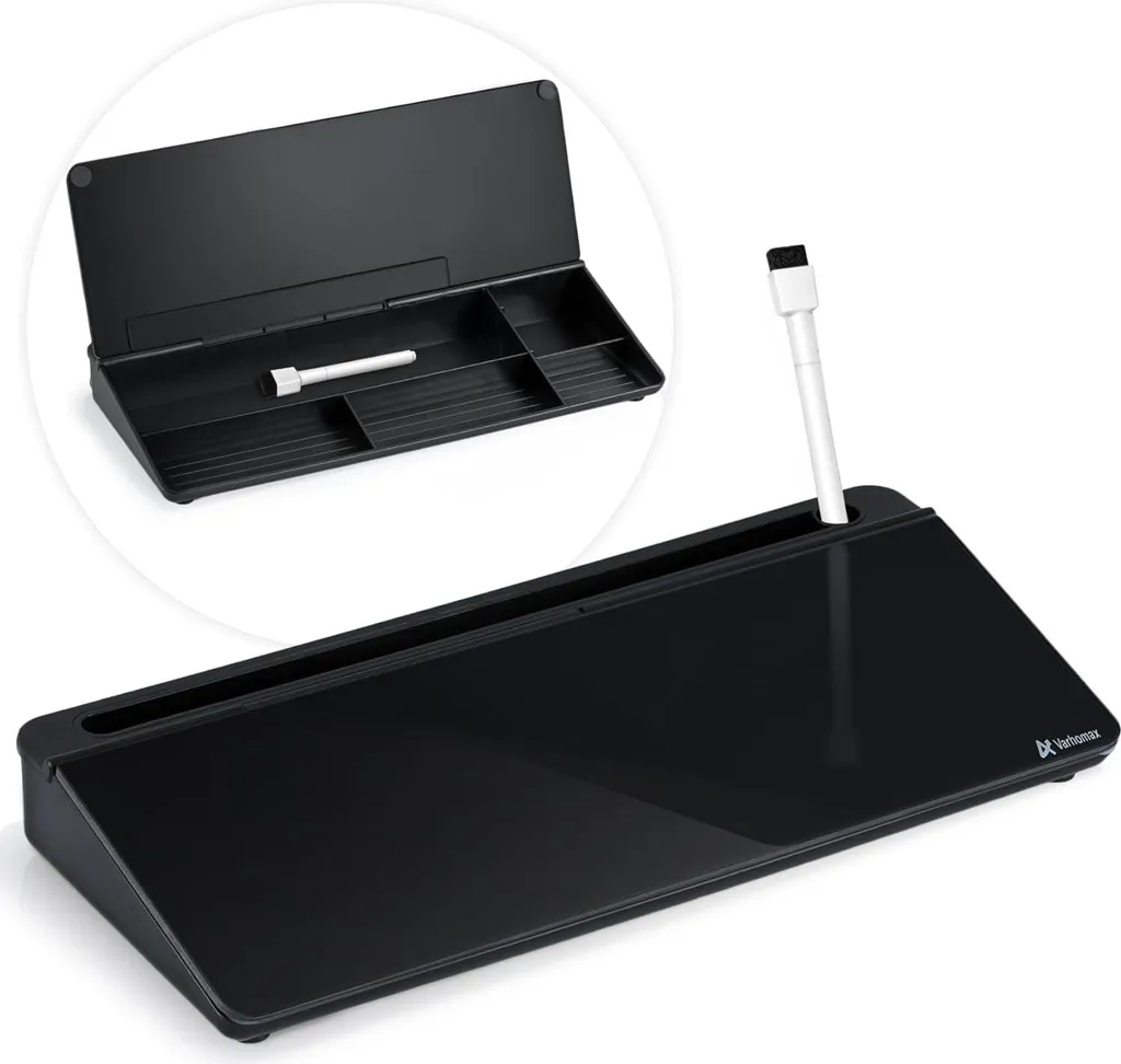 Lavagna Vetro Varhomax con Vano Portaoggetti Nero | Design & Funzione