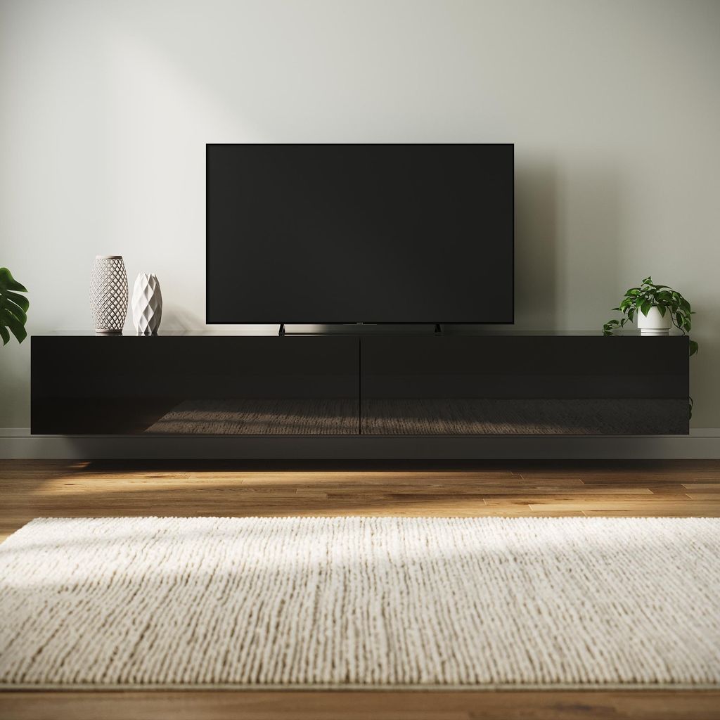 SONNI TV-Schränke Schwarz Hochglanz hängend holz 200 x 40 x Produktbild 