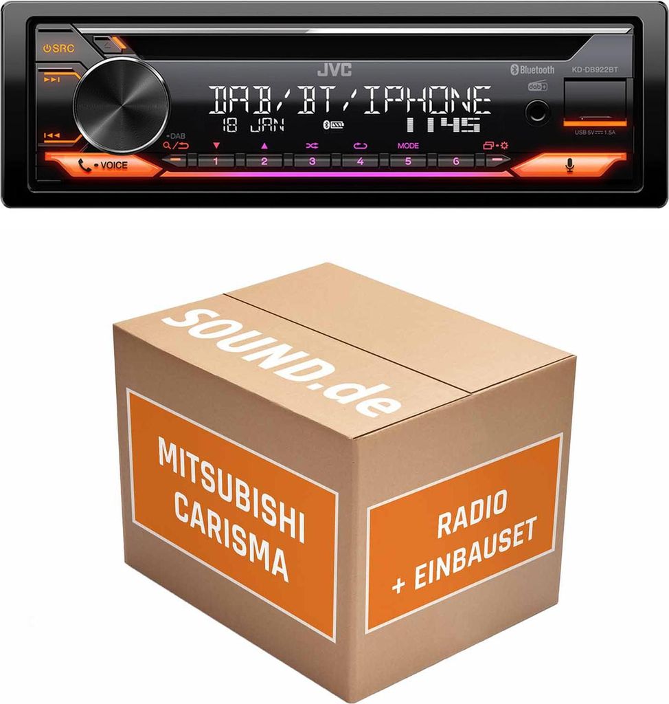 Autoradio Einbaupaket JVC KD-DB922BT passend für Mitsubishi Carisma DA1A | Bluetooth Telefonieren Audiostreaming