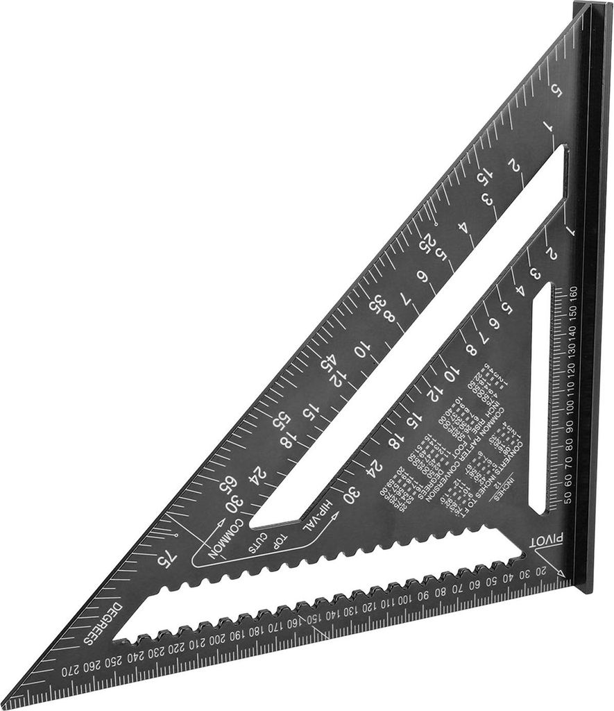 Aluminium -Legierungsdreieck -Herrscher Metrik Imperial Clear Scale Hohe Genauigkeit leicht zu lesen fr Ingenieur Carpenter Schwarz