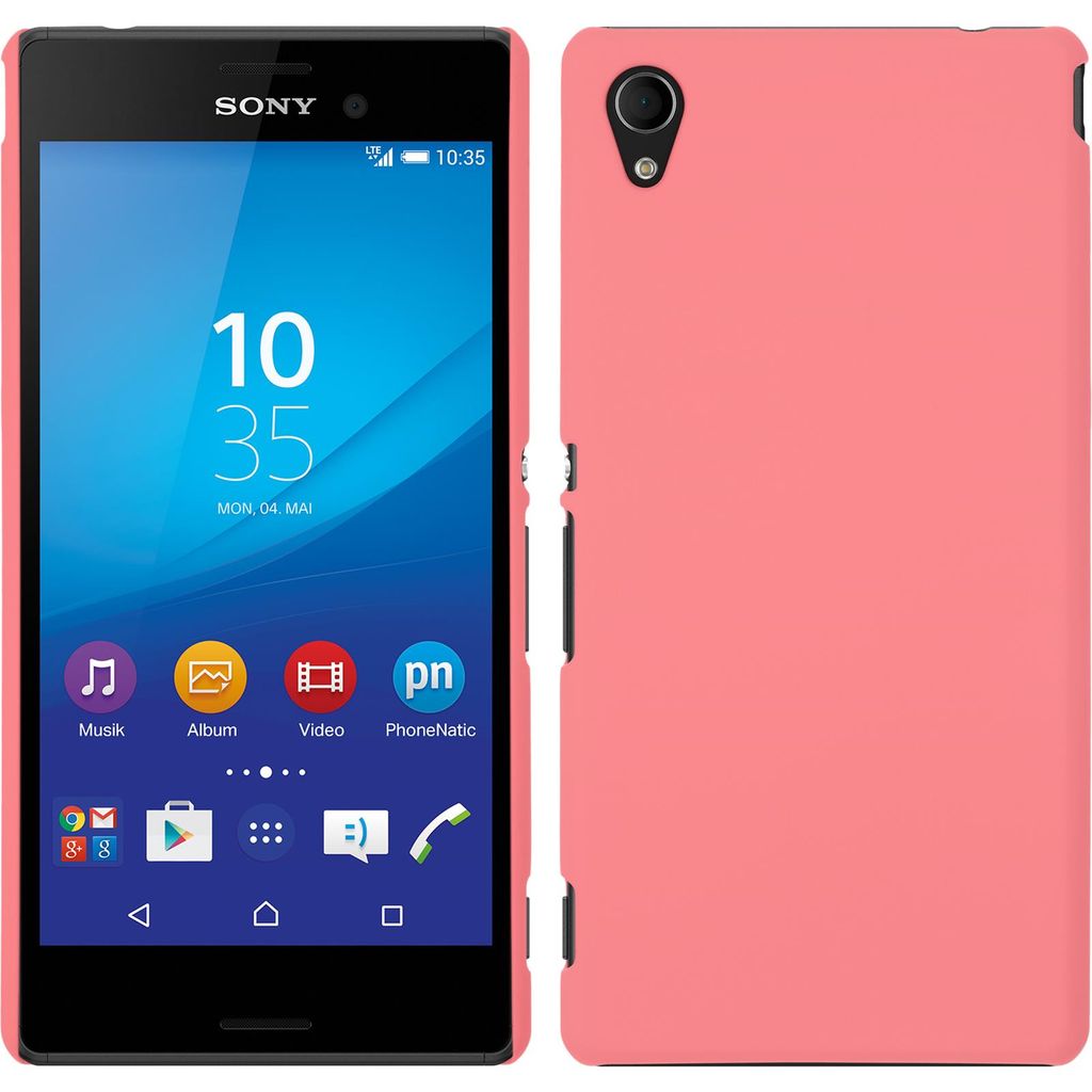 PhoneNatic Case kompatibel mit Sony Xperia M4 Aqua - Hülle rosa gummiert Hard-case + 2 Schutzfolien