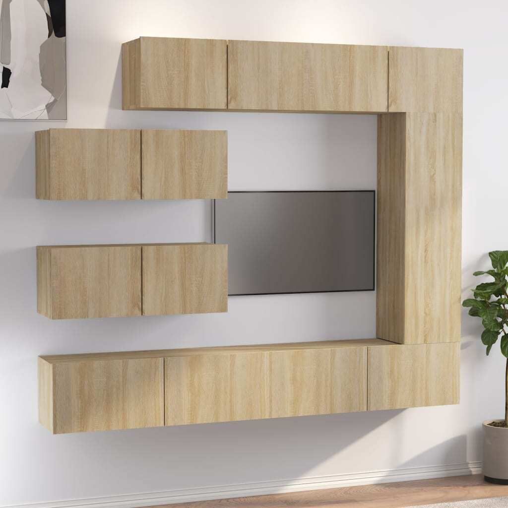 Maison Exclusive - 7-tlg. TV-Schrank-Set Sonoma-Eiche Holzwerkstoff
