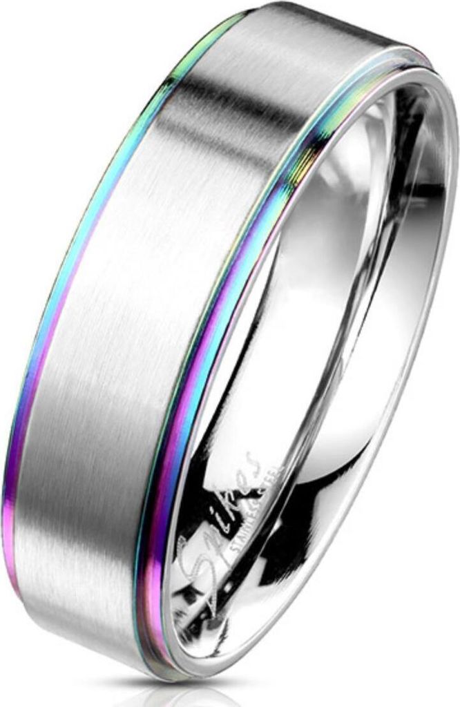 Regenbogen Ring Edelstahl / Pride Partnerring für Damen & Herren 55 (17.5 mm Ø)