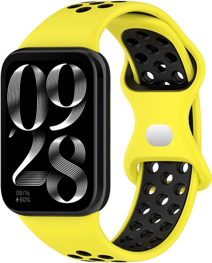 Stravo Sport Silikonarmband – für Xiaomi Smartband 8 Pro/9 Pro & Redmi Watch 4/5/6 – Zweifarbig – Gelb/Schwarz