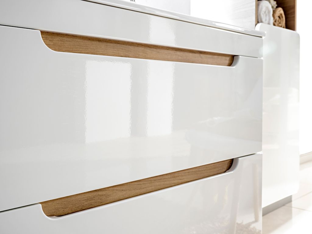 Badezimmerschrank mit Wäschekorb "Panay"  Weiß - Goldene Produktbild 11