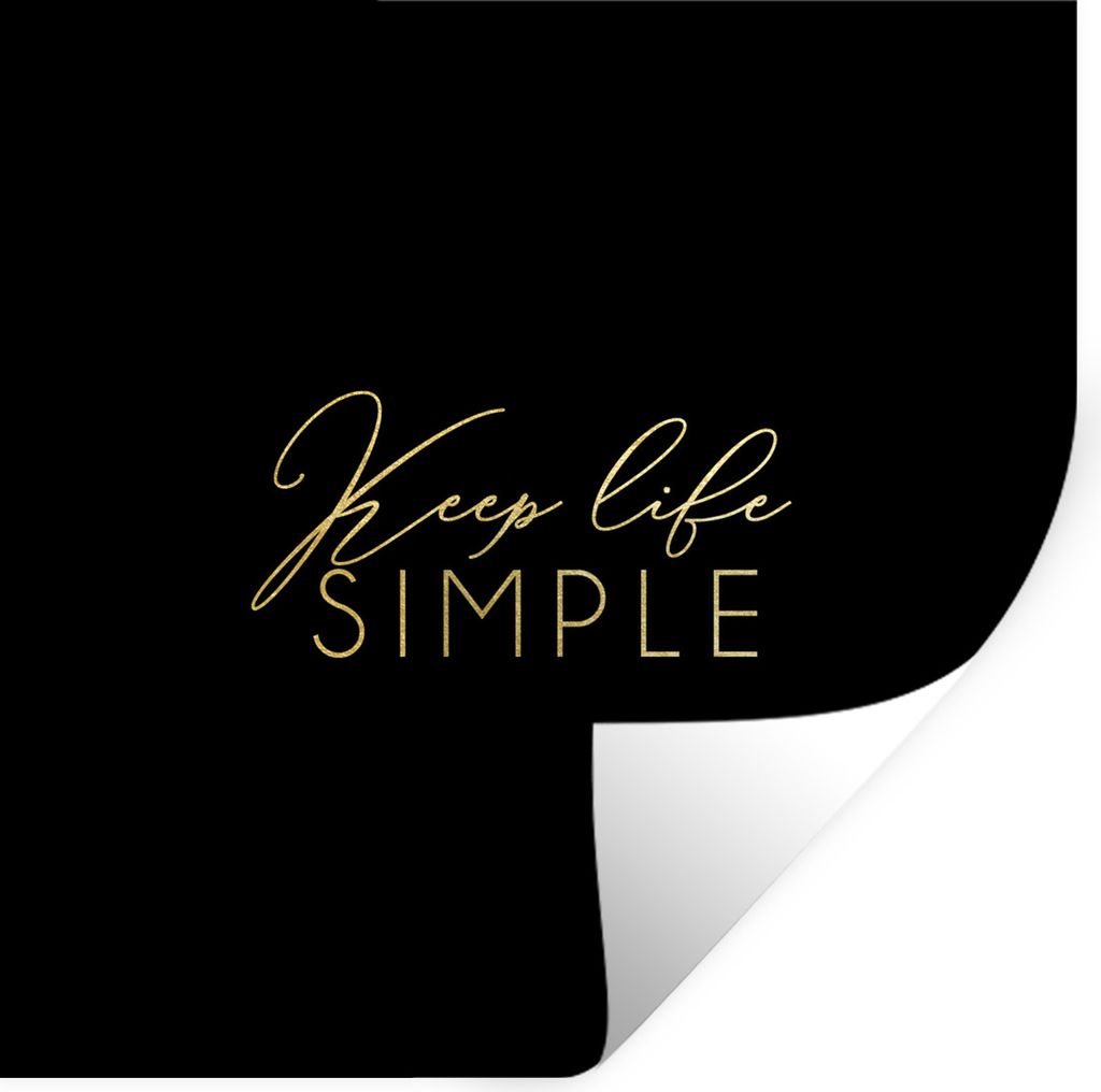 MuchoWow Wandtattoo Wandsticker Wandaufkleber Zitate - Leben - Gold - Schwarz 80x80 cm Selbstklebend und Repositionierbar - Wierderverwendbar - S...