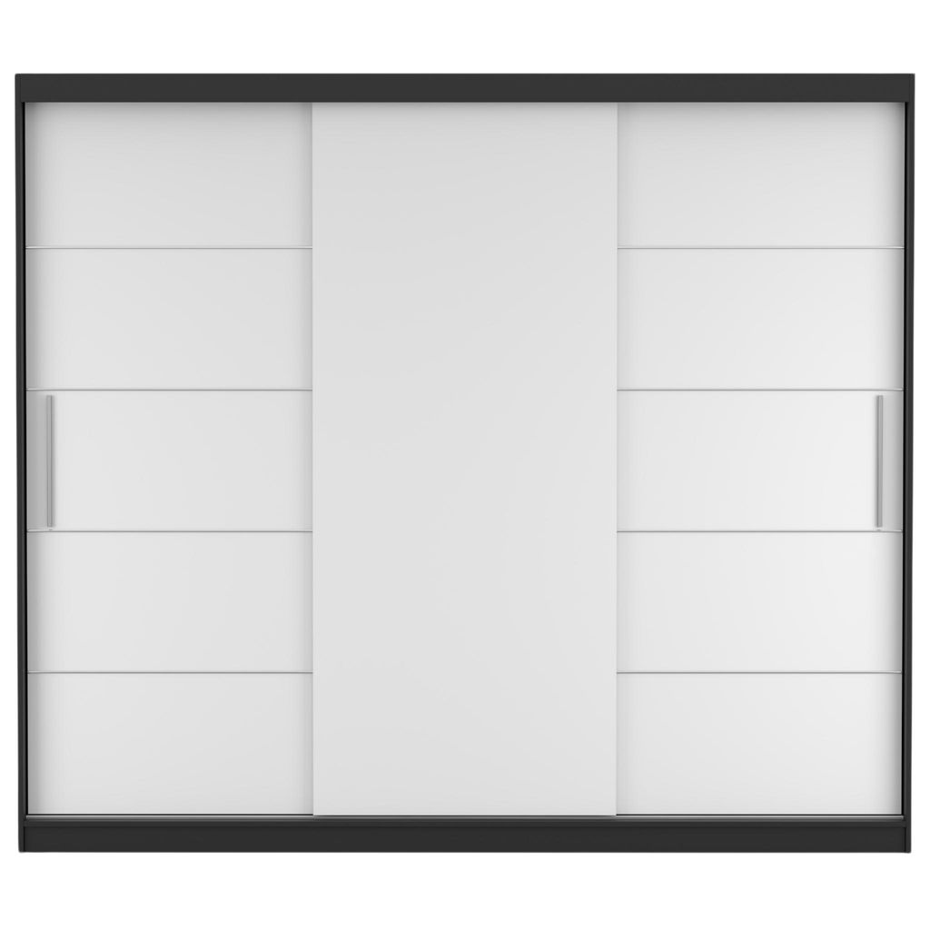 Schwebetürenschrank Alba 250 cm Schwarz/Weiß, ohne Spiegel Produktbild 