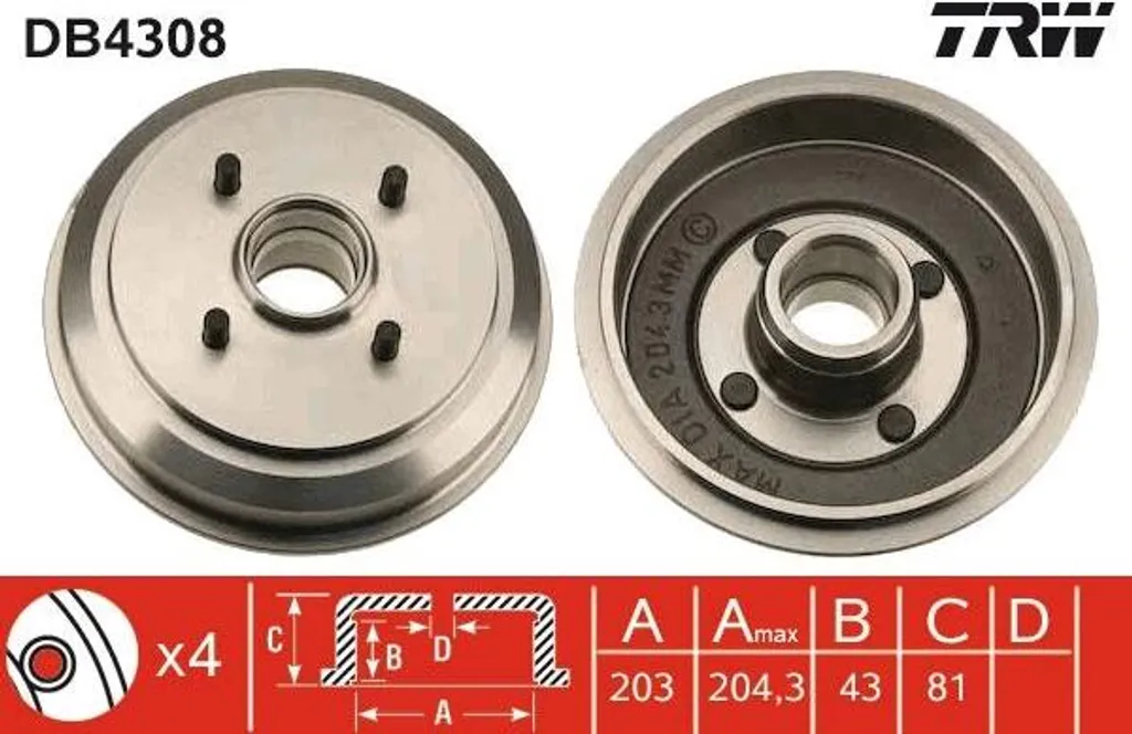 Supprimez les vibrations au freinage avec le tambour TRW DB4308 OE