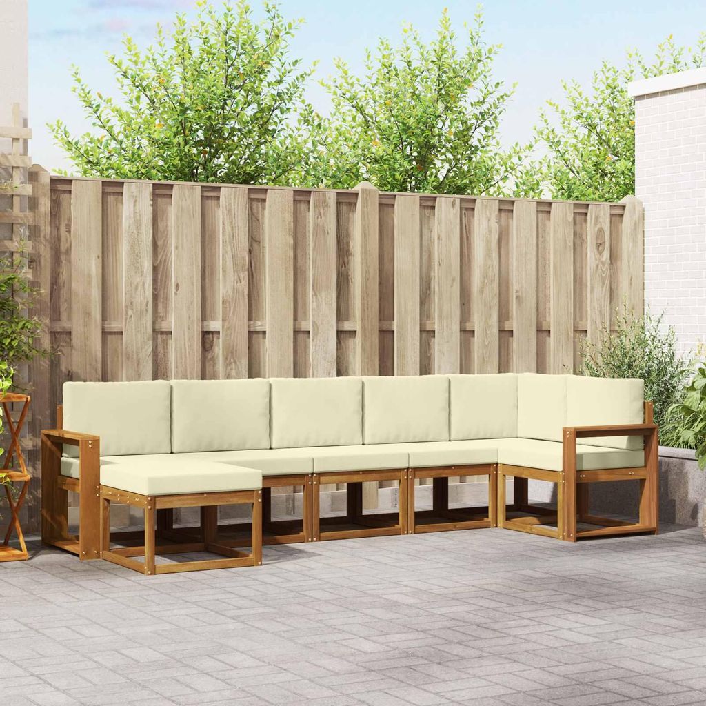 "Neues Produkt" Outdoor-Sofagarnitur ANTI-UV - CLORIS - mit Kissen - 7 pcs - Natur und Creme - Modern Gartensofas V136