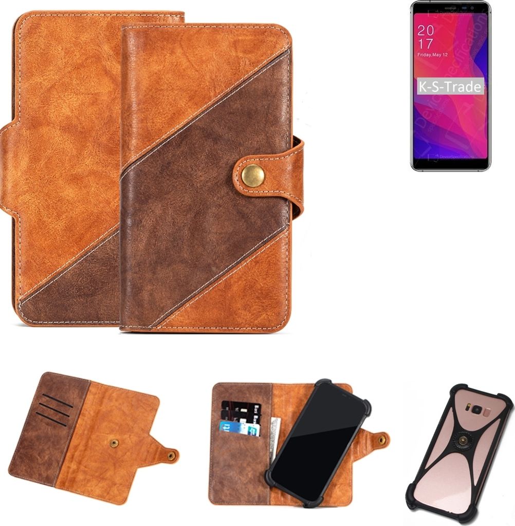 K-S-Trade Handy-Hülle Schutz-Hülle Bookstyle Case Wallet-Case kompatibel mit AllCall Rio X Handy Cover Bumper Kantenschutz Smartphone dunkelbraun