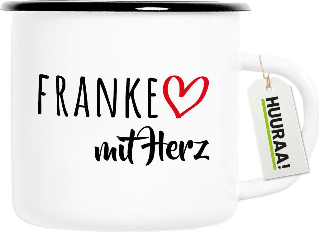 Huuraa Emaille Tasse Franke mit Herz 300ml Vintage Produktbild 