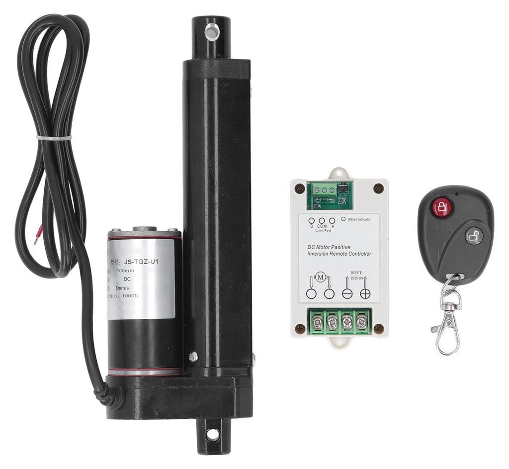 Elektrischer Linearantrieb, 100 mm Hub, 1000 N, 24 V für Maschinenausrüstung mit Steuerung und Fernbedienung