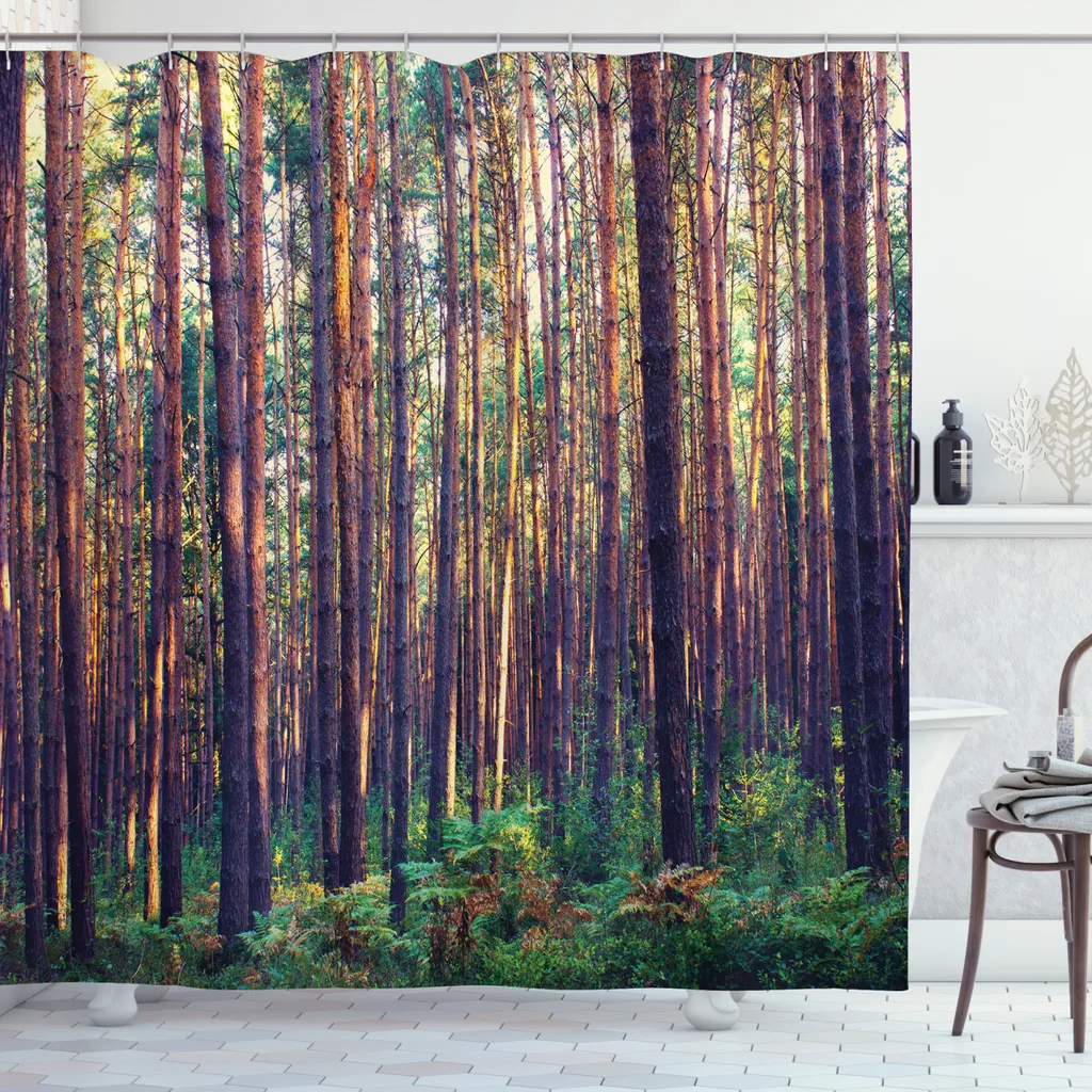 Tenda Doccia ABAKUHAUS Bosco e Natura | 175x220 cm Tessuto Soft