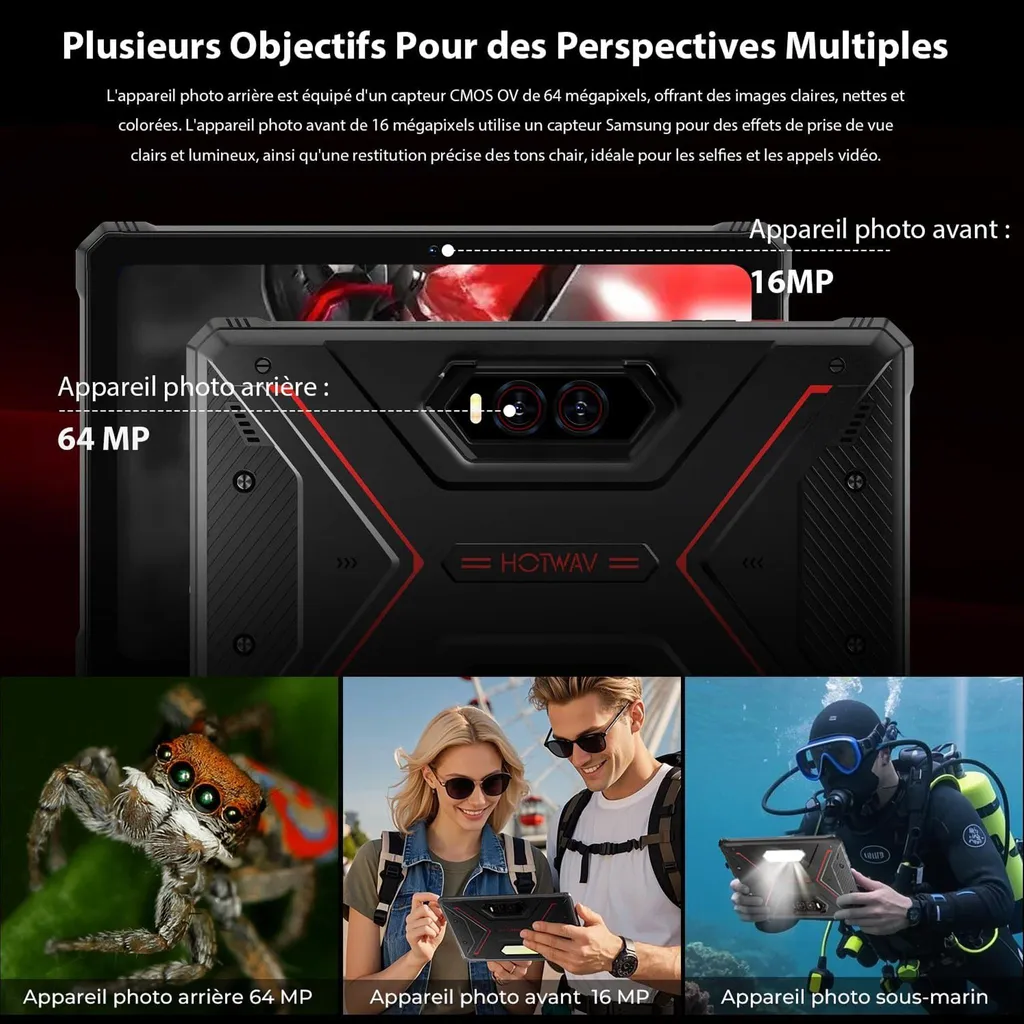 Tablette Incassable 11" 2K - HOTWAV R9 Plus, 24Go/512Go, Android 14