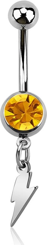 Bauchnabelpiercing Blitz Lightning Zirkonia Kristall Autiga silber-orange 10 mm