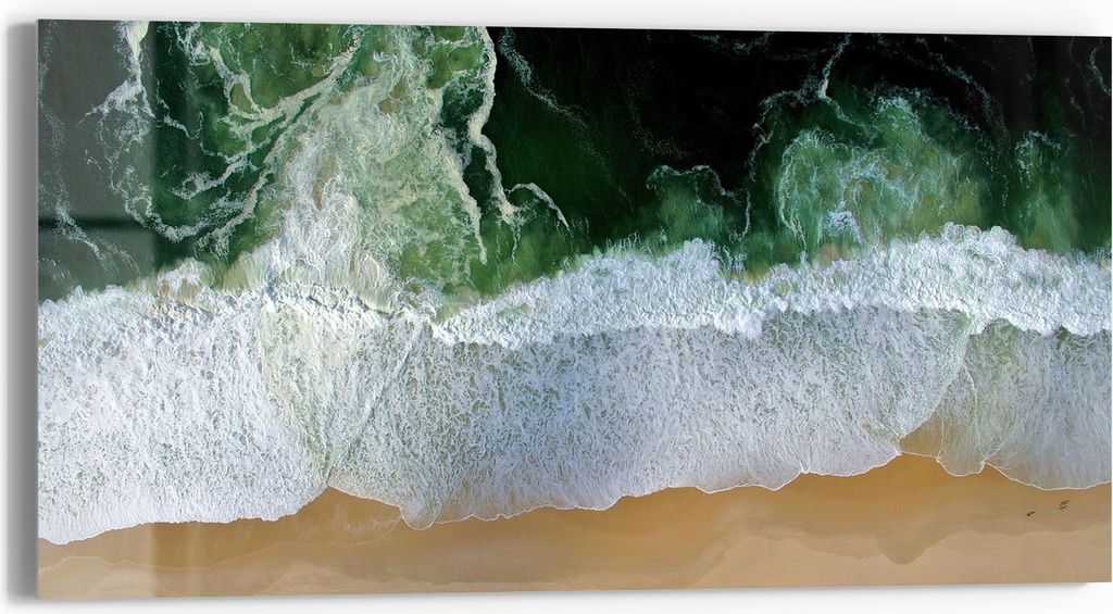 DEQORI Glasbild Echtglas 60x30 cm 'Kraft des Meeres' Wandbild Bild modern Deko