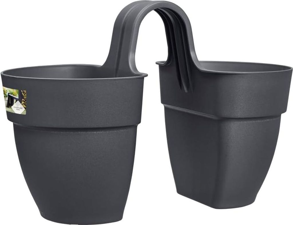 Vibia Campana Flower Twin 21 - Pflanzenkübel für Balkon außen - Ø 20,5 x H 26,5 cm - Anthrazit