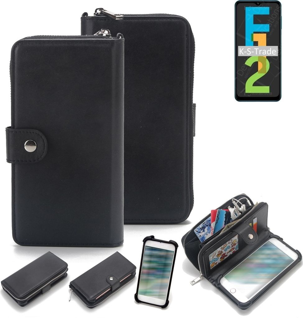 K-S-Trade 2in1 Handyhülle Schutzhülle kompatibel mit Samsung Galaxy F12 & Portemonnee Cover Handy Hülle Case Etui Geldbörse Wallet Bookstyle