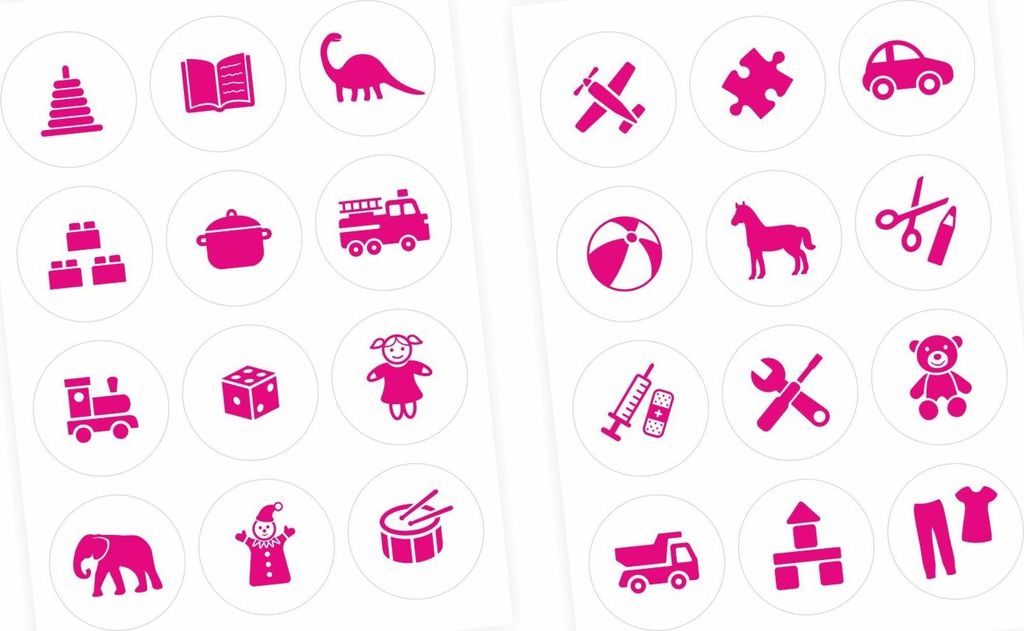Möbelaufkleber Ordnungssticker für Spielzeug PINK/ WEISS Produktbild 