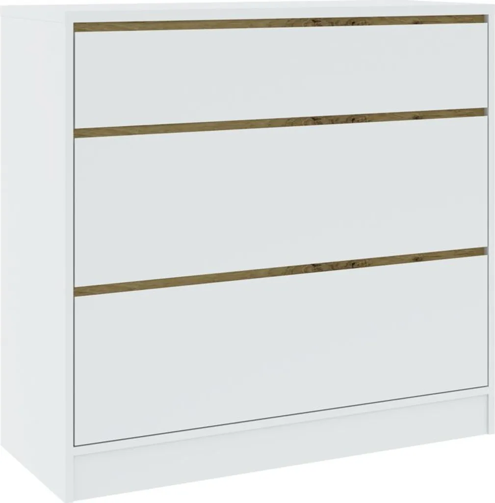 Comò SHERMAN Rovere Artisan/Bianco 3 Cassetti - Design Lineare